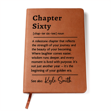 Personalised 60th Birthday Gift Journal, Personalized Name Keepsake for Her or Him, Custom Milestone Definition Vegan Leather Notebook