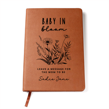 Baby Shower Guest Book- Baby In Bloom Decor- Custom Guestbook- Personalized Name Journal- Wishes for Baby- Advice for Parents- Memory Book