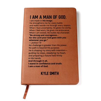 Christian Man of God Journal Personalized Faith Notebook Custom Name Scripture Gift for Him