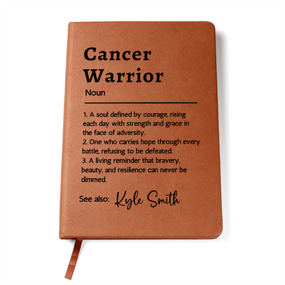 Cancer Warrior Journal, Personalized Vegan Leather Notebook, Custom Name Cancer Survivor Gift, Encouragement Journal, Christmas Gift Idea