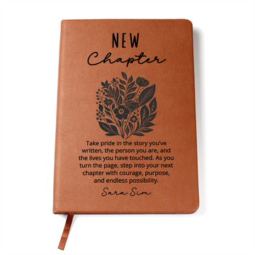 New Chapter Linocut Flower Journal | Milestone Gift for Her New Job, Promotion, Retirement, Divorce, Moving, Birthday, Christmas