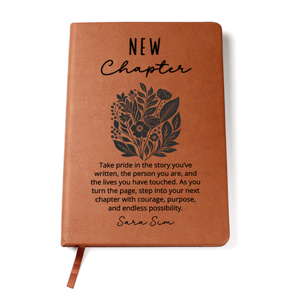 New Chapter Linocut Flower Journal | Milestone Gift for Her New Job, Promotion, Retirement, Divorce, Moving, Birthday, Christmas