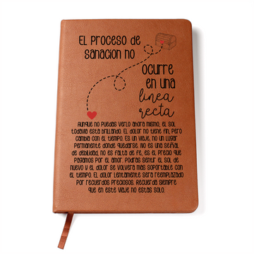 Spanish Grief Journal Gift - Healing is Not Linear - Vegan Leather Encouragement Notebook - Bereavement Gift for Loss - Diario Español