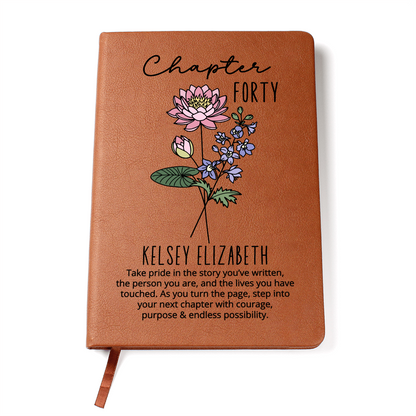 Birth Month Flower Notebook 40th Birthday Gift for Her -Chapter 40 Name Journal, Personalized Birthday Gift for 40 Year Old Daughter