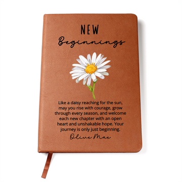 New Beginnings Daisy Personalized Journal - New Job, Graduation, Farewell, Good Luck, Divorce, Inspirational Gift for Her, New House