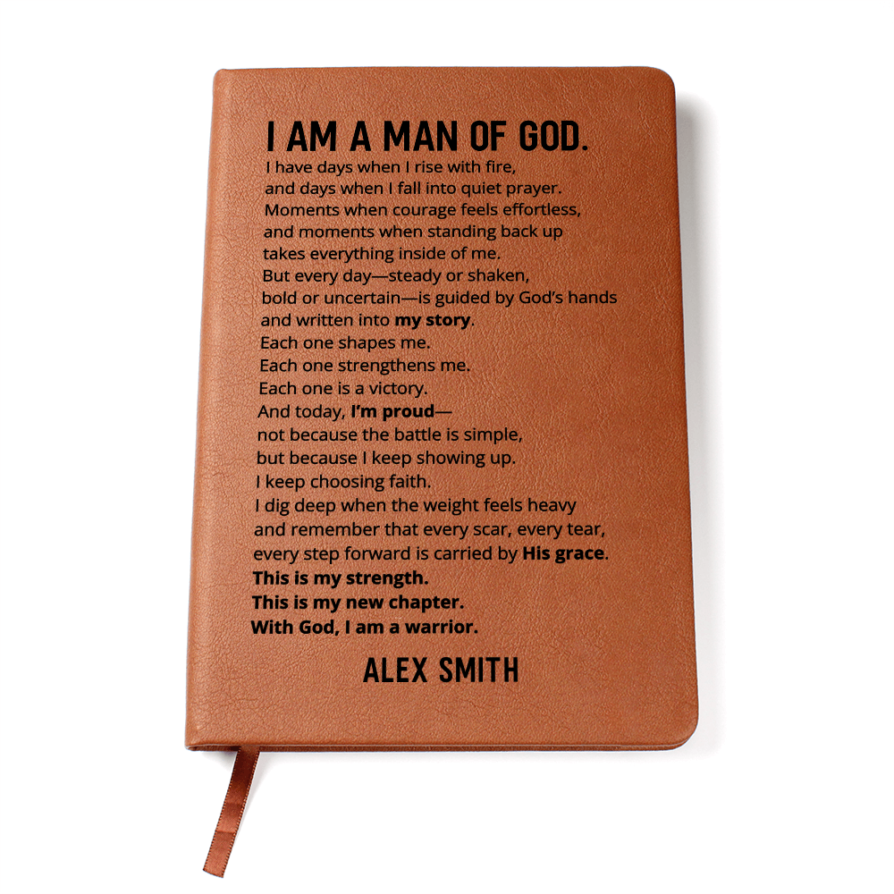 Christian Man of God Journal Personalized Faith Notebook Custom Name New Chapter Gift