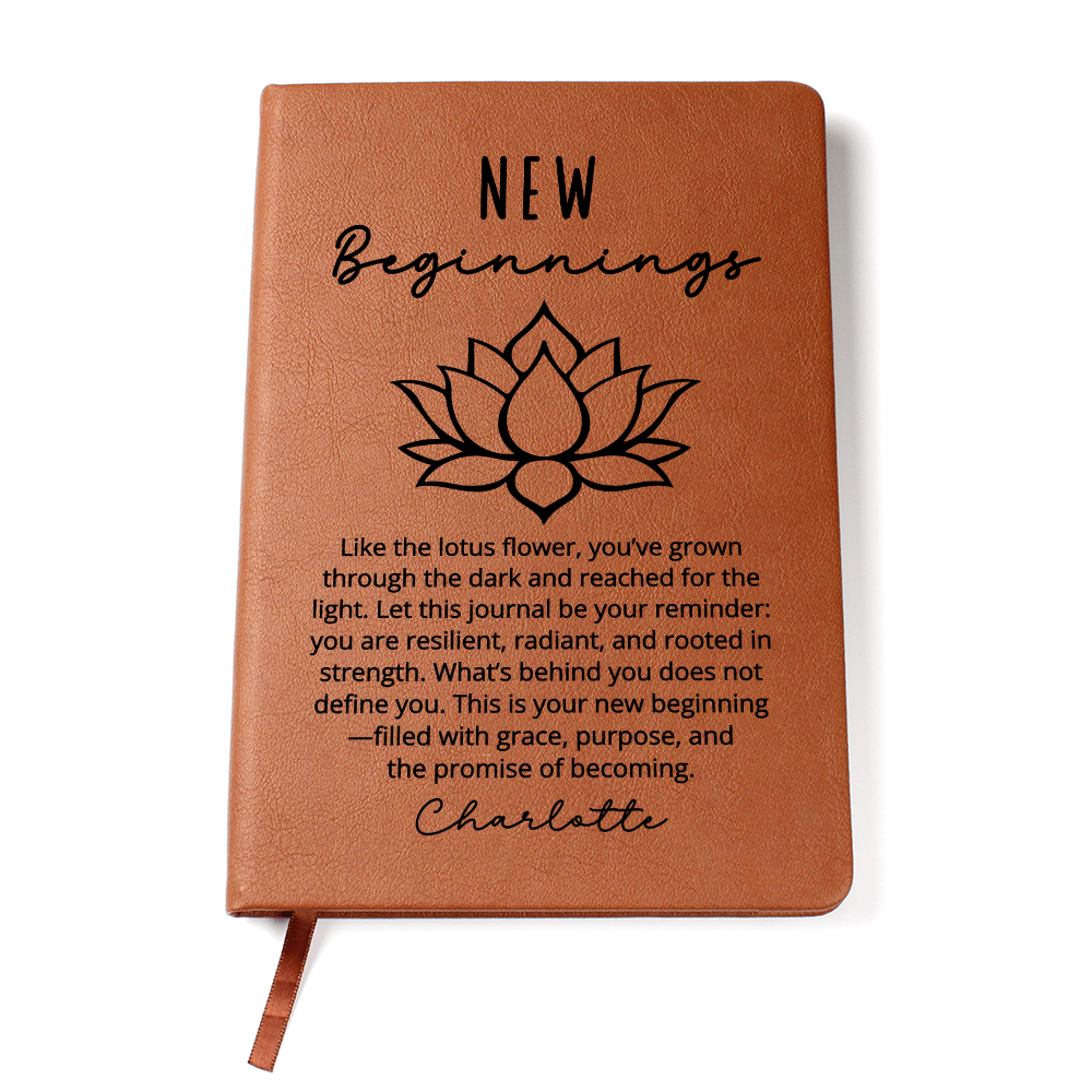 New Beginnings Journal Gift for Her – Custom Name Lotus Flower Notebook – Divorce, Healing, Encouragement, Fresh Start, Self Love Gift