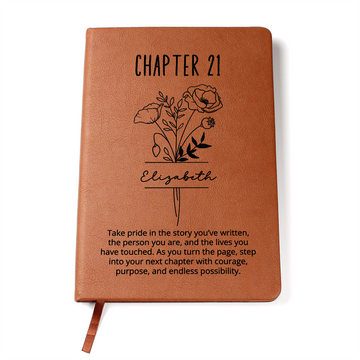 21st Birthday Gift for Her or Him – Personalized Chapter 21 Journal with Name – Birth Month Flower Notebook – 21st Keepsake Gift Idea