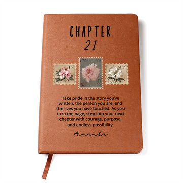 Personalized 21st Birthday Gift Journal, 21 Years Old Custom Name Vegan Leather Notebook, Turning Twenty-One Gift for Sister Best Friend