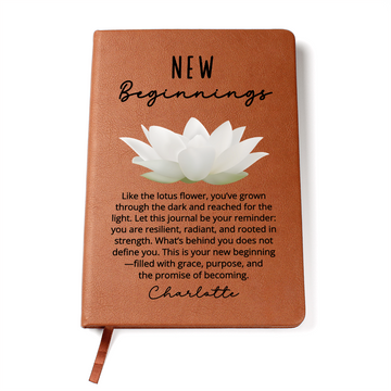 Lotus Flower New Beginnings Journal – Custom Name Gift for Her – Divorce, Breakup, Clean Slate, Strength, Sober Moving or New Job Gift
