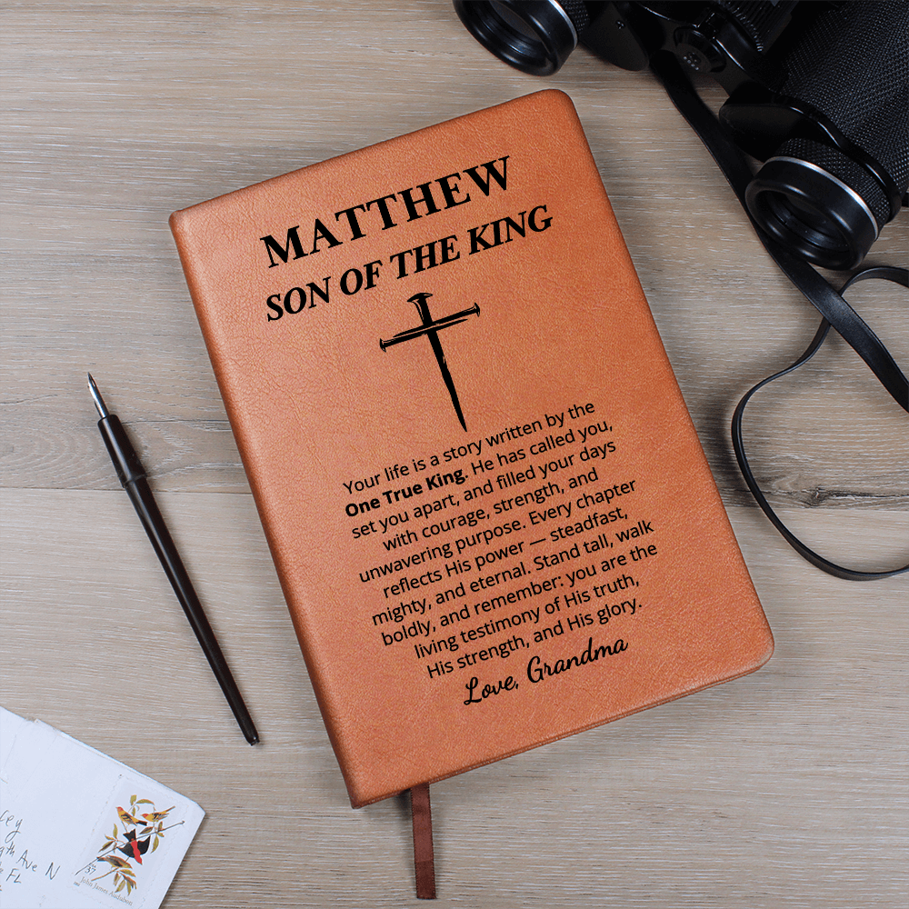 Personalized Son of the King Journal with Cross | Custom Name Christian Gift for Boys | Faith Notebook from Parent Grandparent Godparent