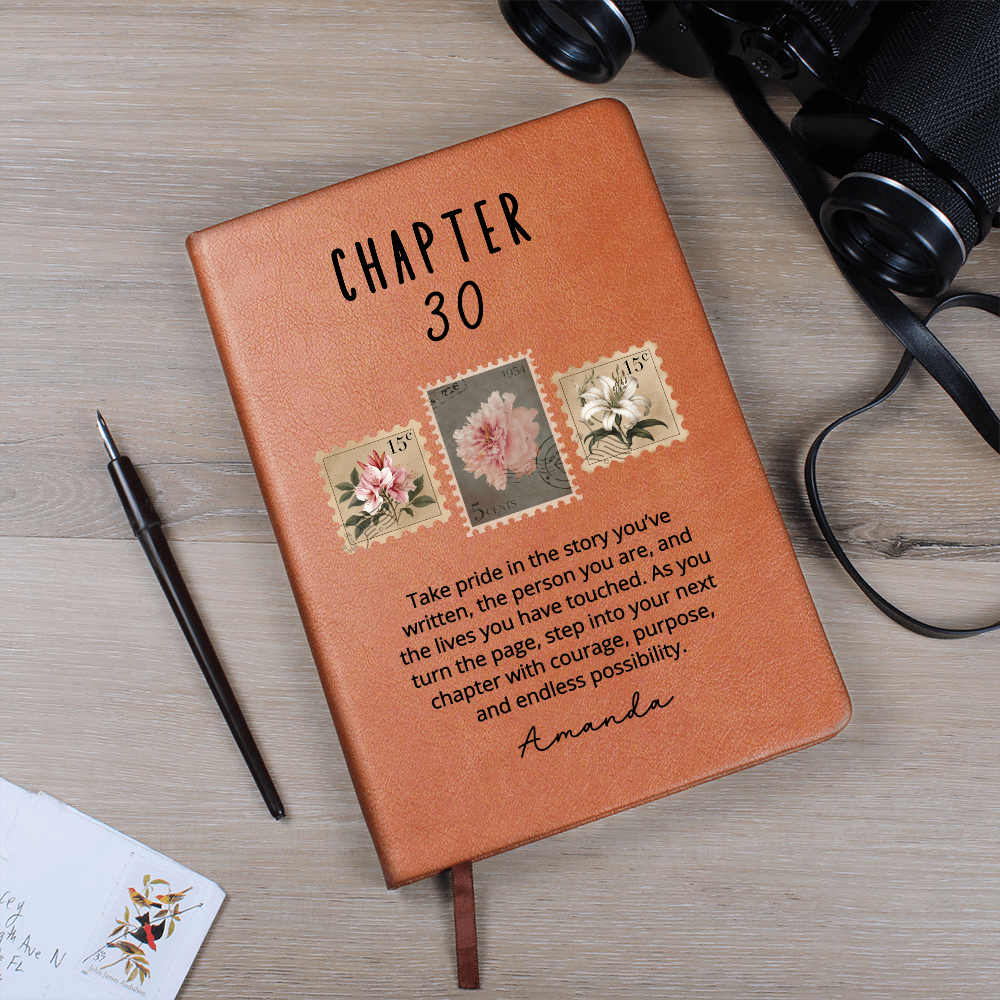Personalized 30th Birthday Journal | Custom Name Chapter 30 Vegan Leather Notebook | Milestone Birthday Gift for Women Her Keepsake