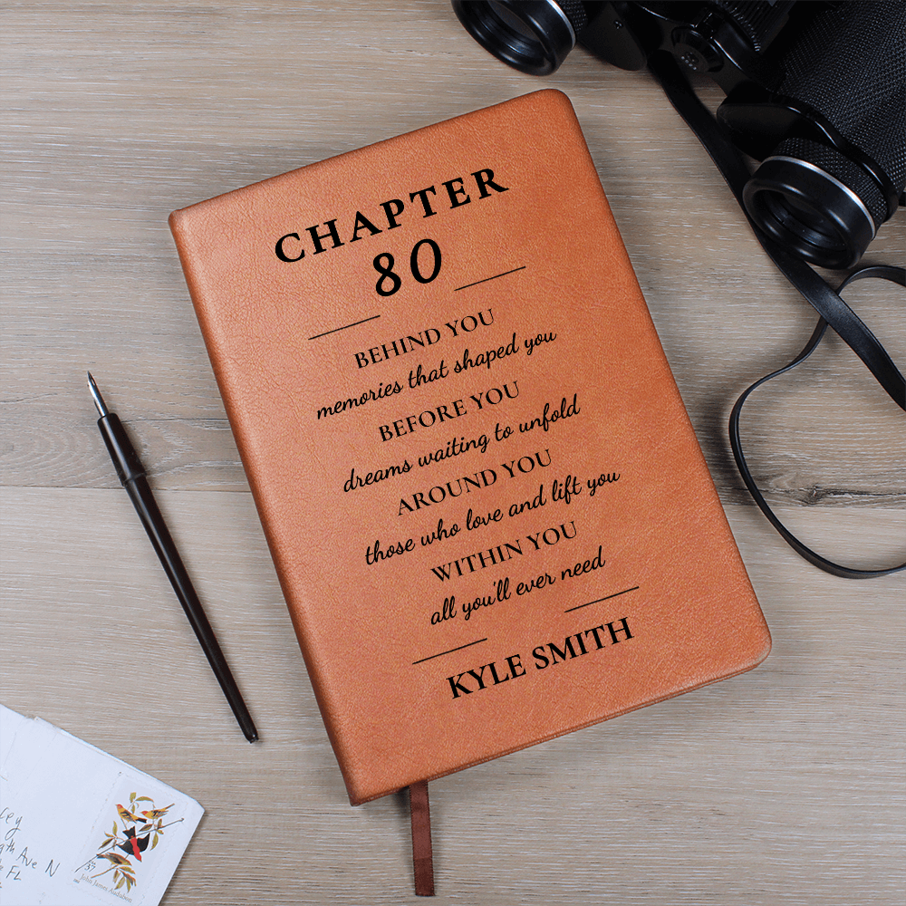 Personalized 80th Birthday Journal, Custom Name Vegan Leather Notebook, Milestone 80th Birthday Gift for Women or Men, Keepsake Memory Book