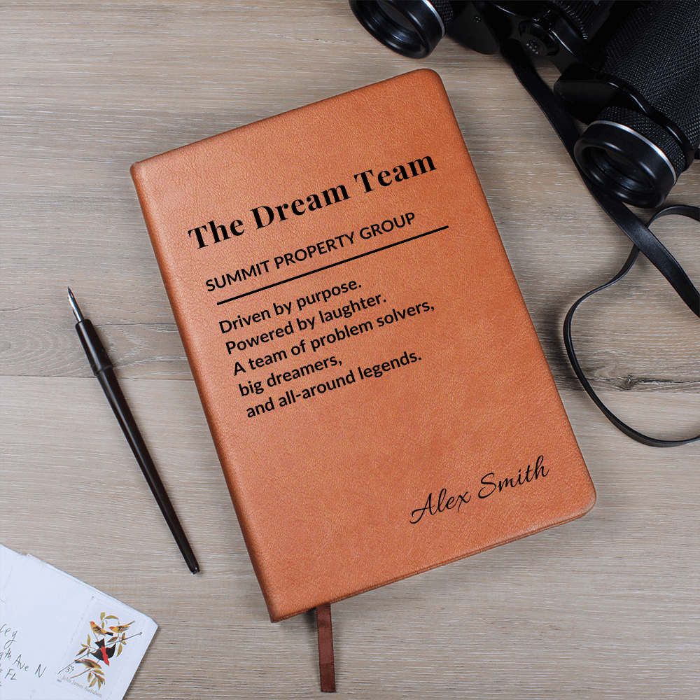 Dream Team Journal – Personalized Team Gift for Coworkers, Staff, Boss, Employees – Custom Appreciation Notebook for Any Group