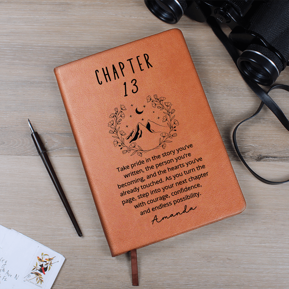 Personalized 13th Birthday Journal | Book Lover Custom Name Chapter 13 Vegan Leather Notebook | Teen Girl Gift | Milestone Keepsake for Her