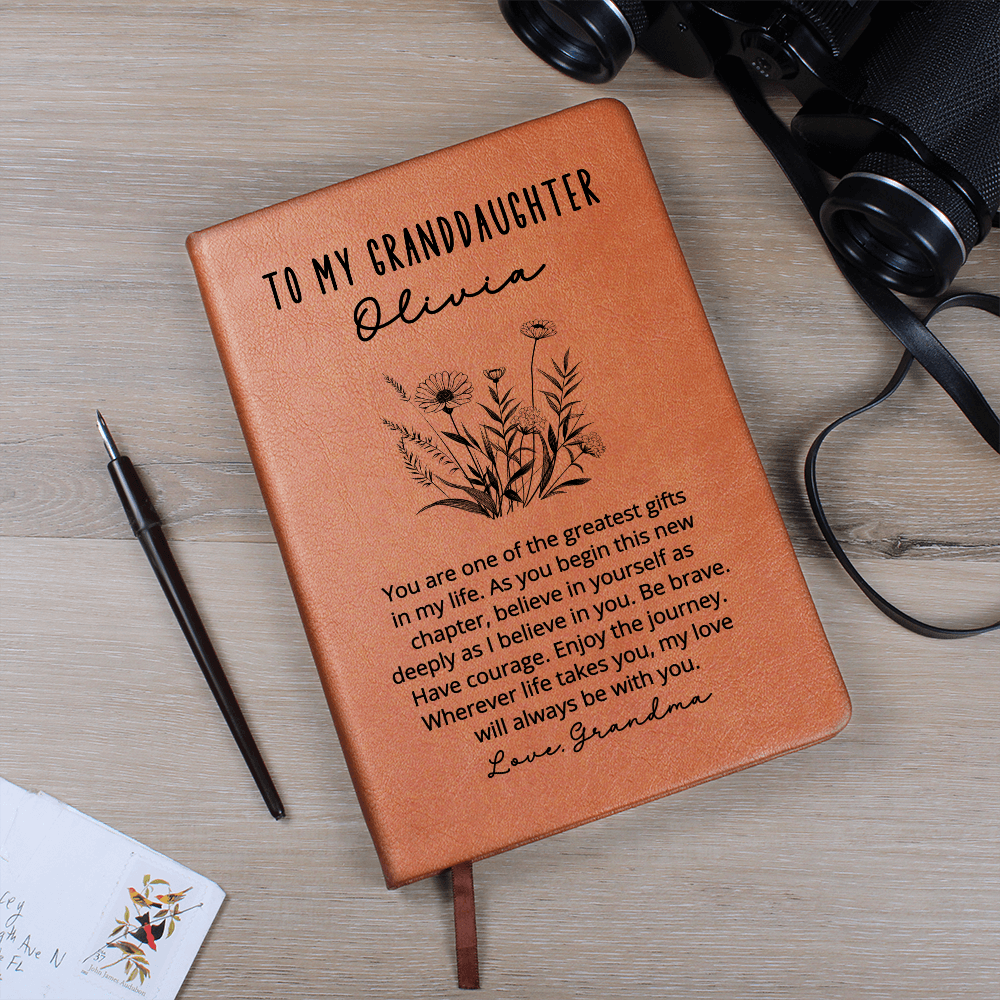 Personalized Granddaughter Journal from Grandma • Birthday Gift for Granddaughter • Custom Name Notebook • Vegan Leather Keepsake