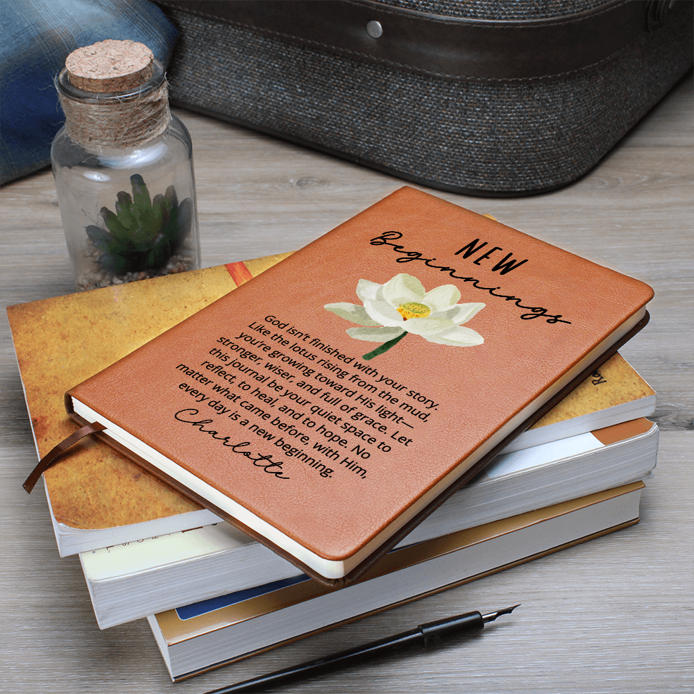 Christian New Beginnings Journal Gift for Her – Faith-Based Lotus Flower Notebook – Encouragement, Divorce, Sobriety, Recovery Gift