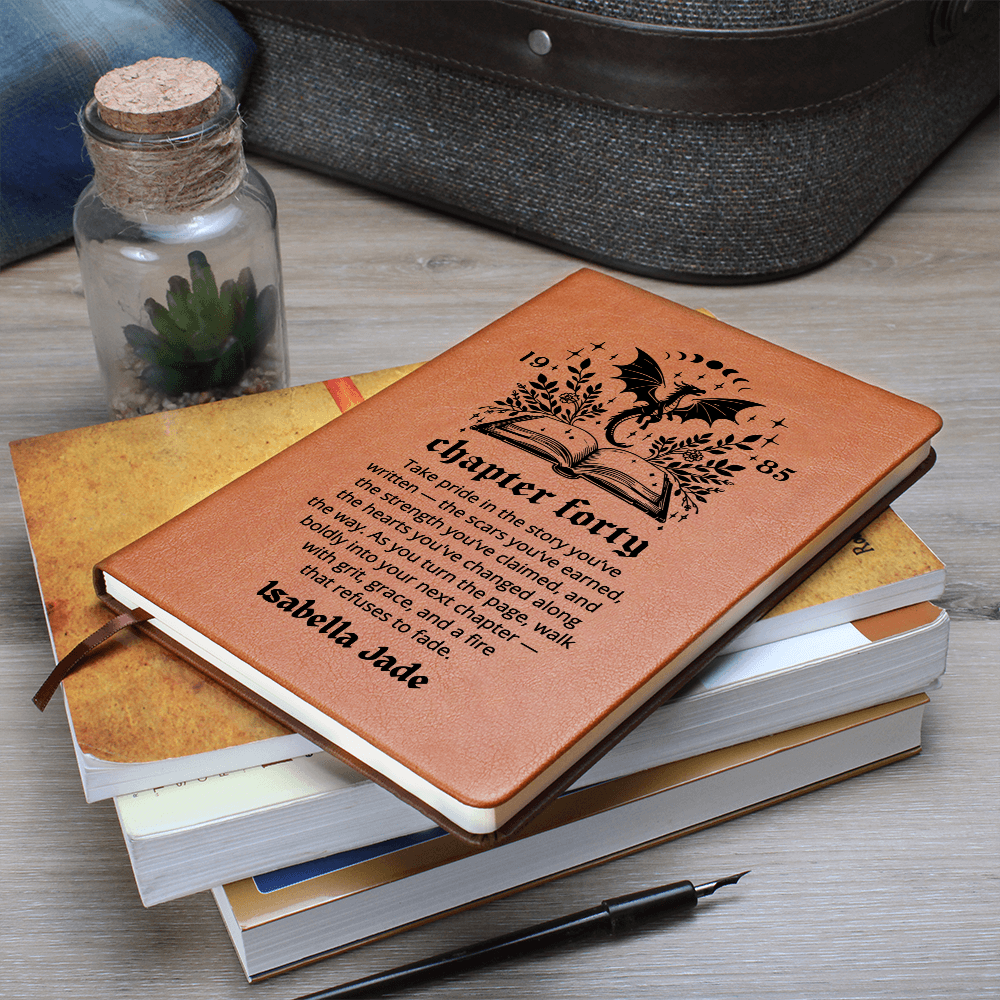 Chapter Forty Custom Journal, Bookish Fortieth Birthday Gifts, Personalized 40th Birthday Name Book, Coworker Friend Birthday Gifts for Her