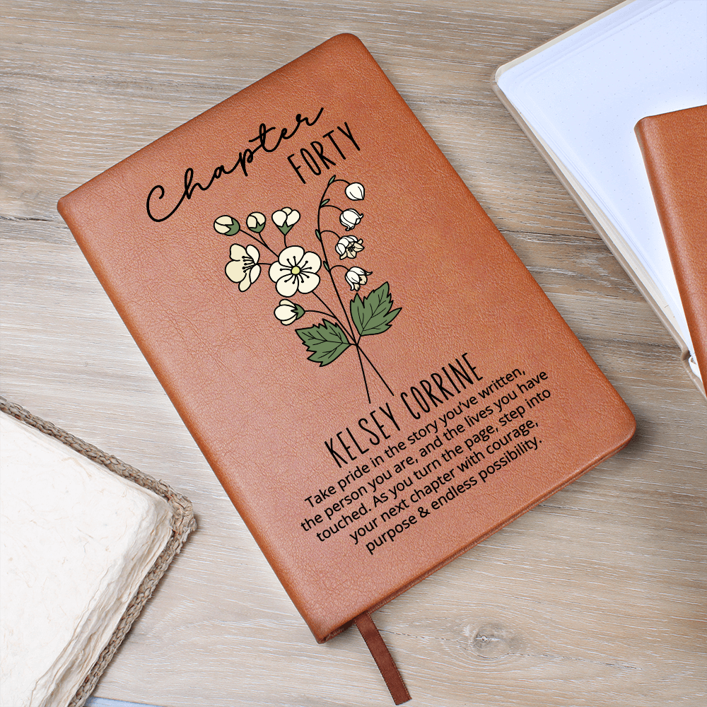 Chapter 40 Personalized Birth Month Flower Journal, 40th Birthday Gift for Her, Custom Floral Name Gift for Daughter Granddaughter