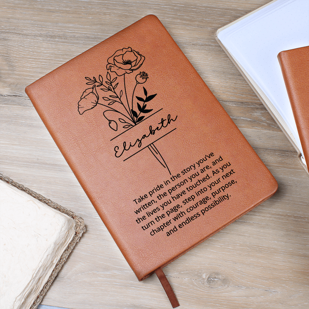 Personalized Name and Birth Flower Journal Birthday Gift for Women