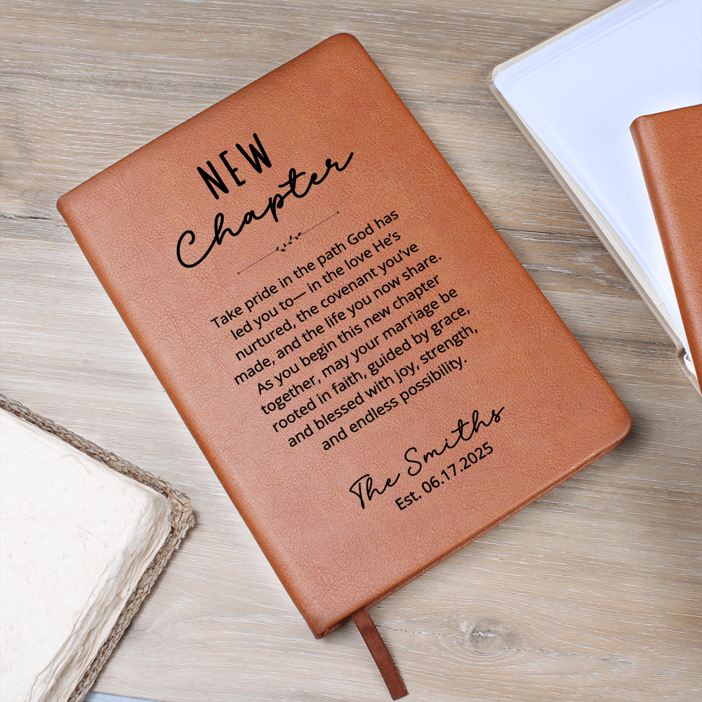Christian Wedding Gift for Couple | Personalized Faith Journal with Name & Date | God-Centered Marriage Keepsake | New Chapter Notebook