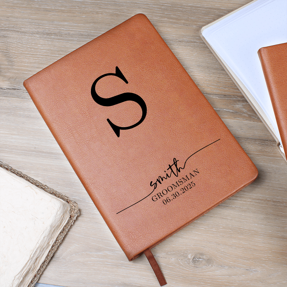 Personalized Groomsman Journal – Custom Monogram Notebook with Name & Wedding Date – Groomsmen Proposal or Thank You Gift Idea