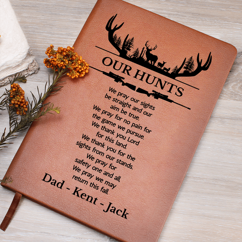 Personalized Family Hunting Journal, Engraved Leatherette Journal for Hunting Notes, Custom Journal For Hunters, Customized Hunting Log
