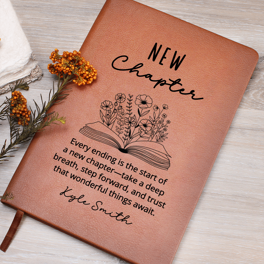 New Chapter Custom Name Notebook | Personalized Vegan Leather Journal | New Adventure Gifts: Book Lover Gift