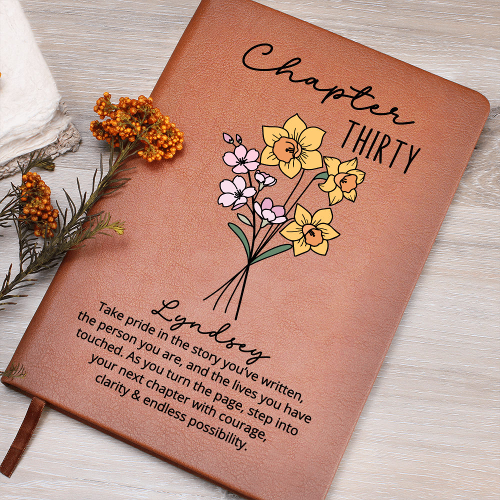 30th Birthday Gift for Her or Him-Chapter 30 Name Journal, Birth Month Flower Notebook, Sentimental Personalized Birthday Gift for Daughter