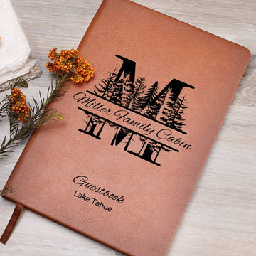 Personalized Cabin Guest Book, Engraved Leather Notebook, Personalized Journal, Customized Leather Gift, Leatherette Journal, Cabin Decor