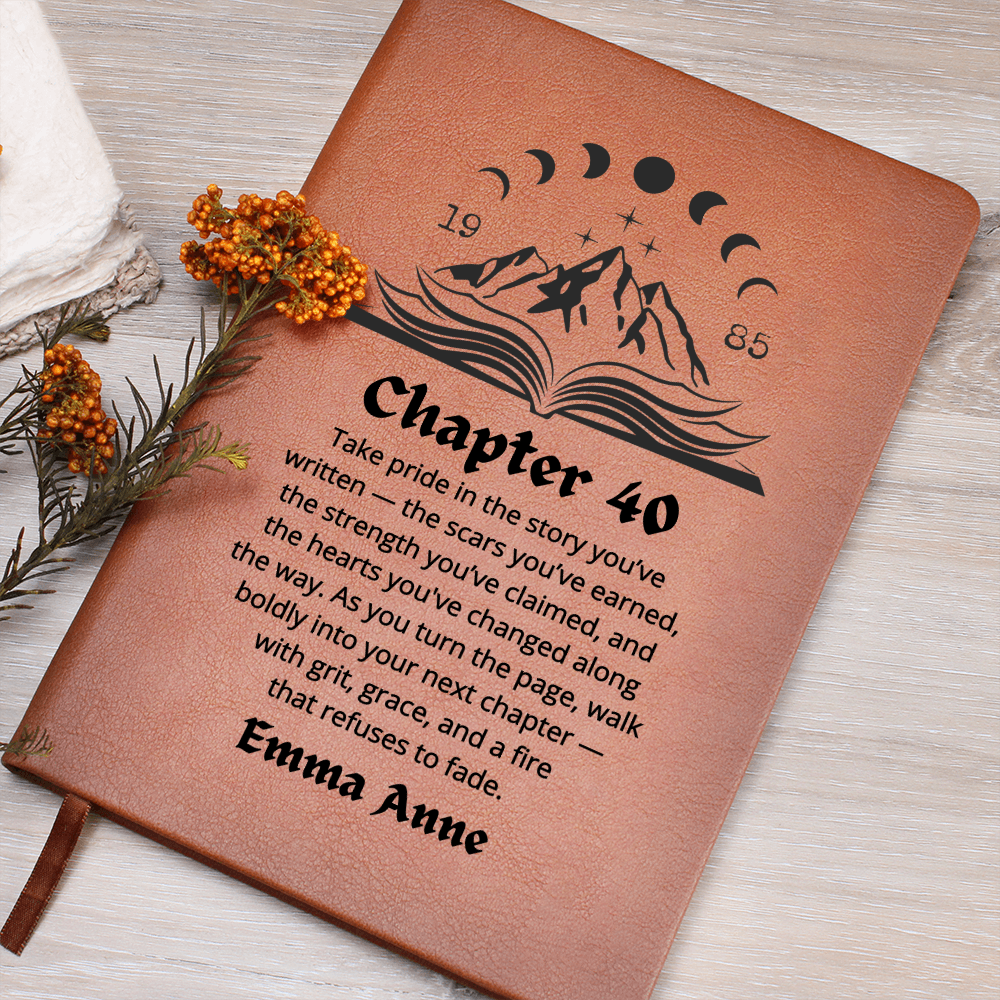 Chapter Forty Custom Journal, 1985 Bookish Fortieth Birthday Gifts for Her, Personalized 40th Birthday Name Book, Spicy Book Lover