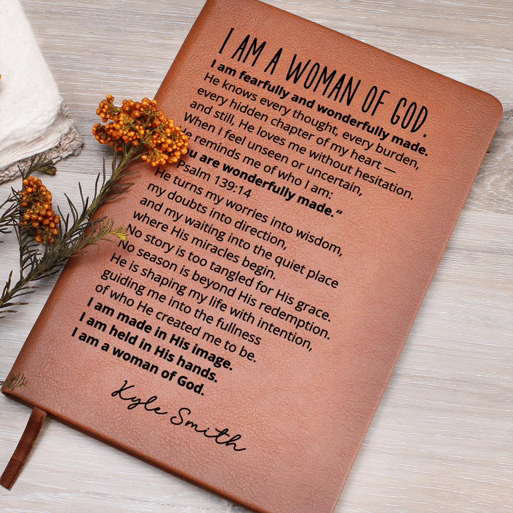 Christian Woman of God Journal Personalized Faith Notebook Custom Name Inspirational Scripture Gift