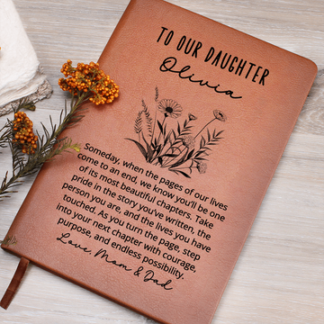 To Our Daughter Journal – Personalized Christmas Gift from Mom and Dad, Custom Name Vegan Leather Notebook, Birthday or Graduation Gift