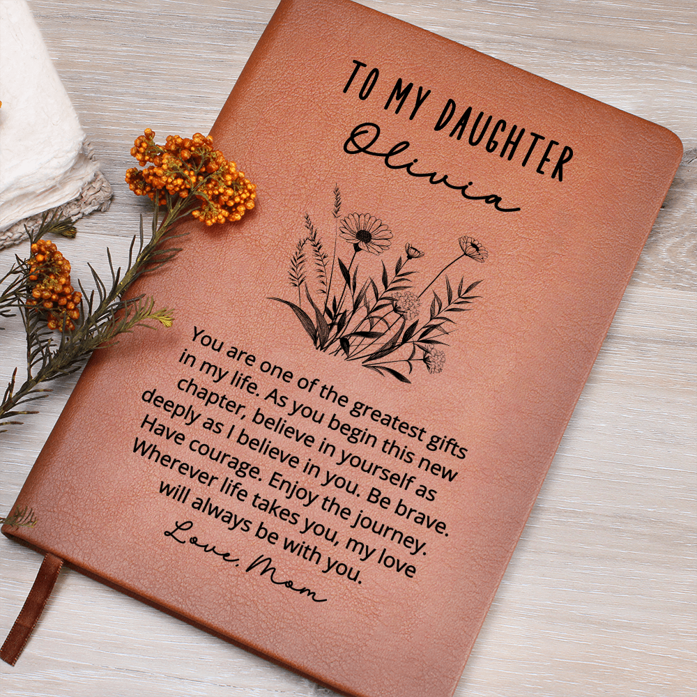 Personalized Daughter Journal • Vegan Leather New Chapter Gift • Back to College Notebook • Graduation Keepsake • Custom Name Diary