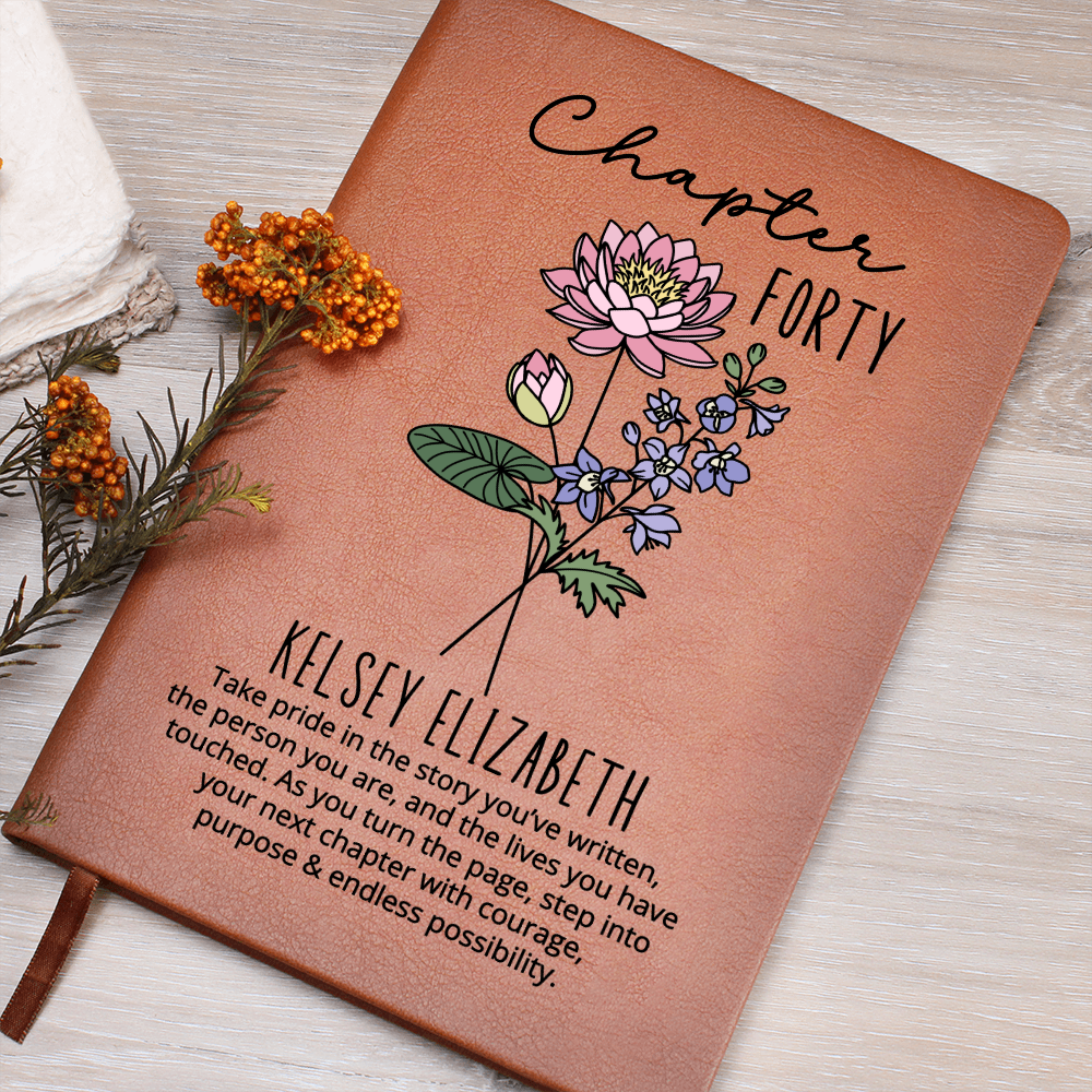 Birth Month Flower Notebook 40th Birthday Gift for Her -Chapter 40 Name Journal, Personalized Birthday Gift for 40 Year Old Daughter