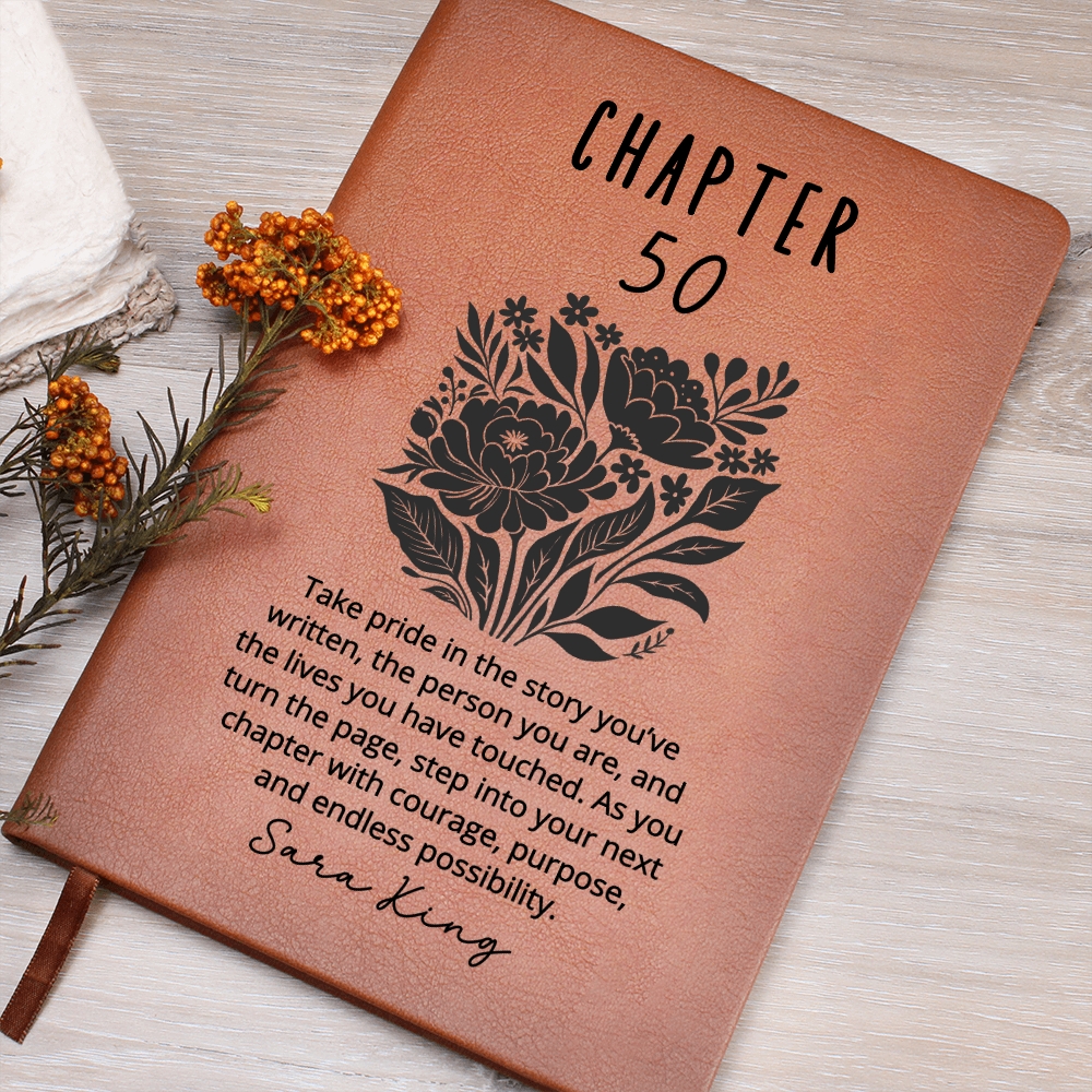 Linocut Chapter 50 Journal Personalized 50th Birthday gift for her, Notebook for turning 50, Milestone journal for best friend Sister Daughter