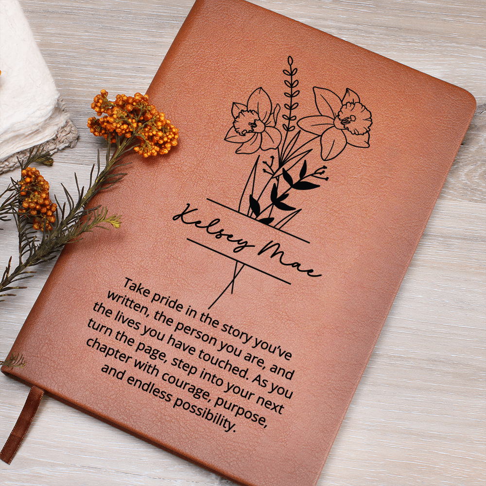 Personalized Birth Flower Name Journal Gift for Her |  Any Age Birthday Present for Women