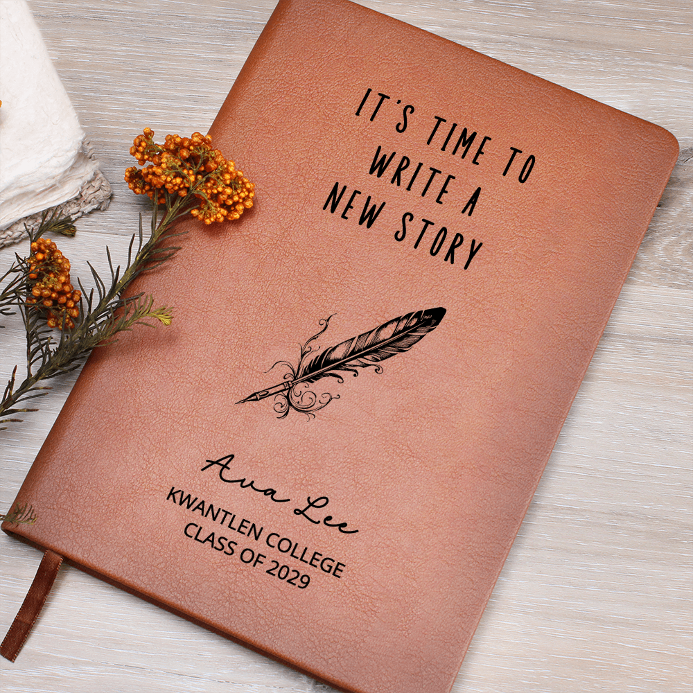 Personalized Back to College Journal Gift for Students,• Custom Feather Design Notebook • Class of 2025 Gift • Name College Keepsake • New Chapter Gift