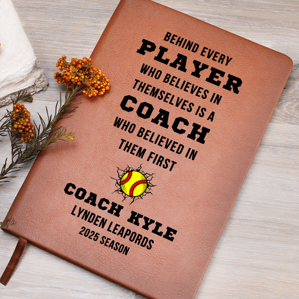 Any Sport Personalized Gift for Coach End of Season Thank You Customized Coach Book Youth Travel School Vegan Leather Notebook