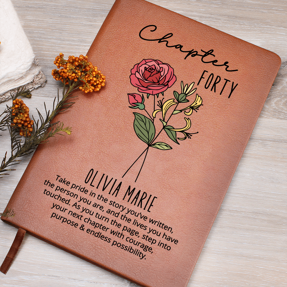 Chapter 40 Birth Month Flower Notebook | 40th Birthday Gift for Her Name Journal , Sentimental Personalized Birthday Gift for Daughter