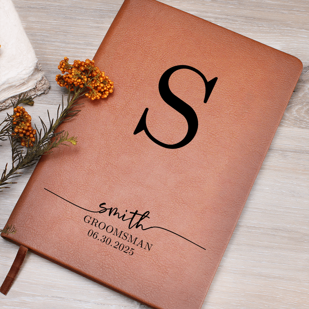 Personalized Groomsman Journal – Custom Monogram Notebook with Name & Wedding Date – Groomsmen Proposal or Thank You Gift Idea