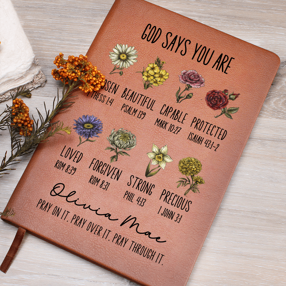 God Says You Are Personalized Prayer Journal For Women Custom Positive Affirmations Notebook Christian Gift Religious Gift for Girls Diary