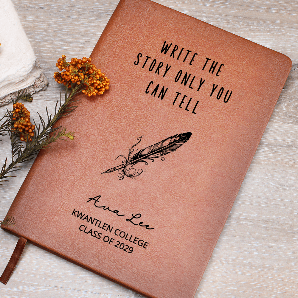 Personalized Back to College Journal • Custom Feather Design Notebook • Class of 2029 Gift • Name College Keepsake • New Chapter Gift