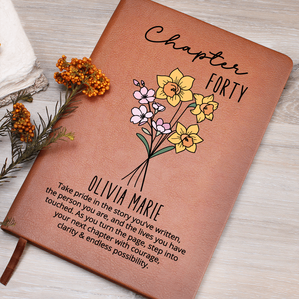 40th Birthday Gift for Her or Him-Chapter 40 Name Journal, Birth Month Flower Notebook, Sentimental Personalized Birthday Gift for Daughter