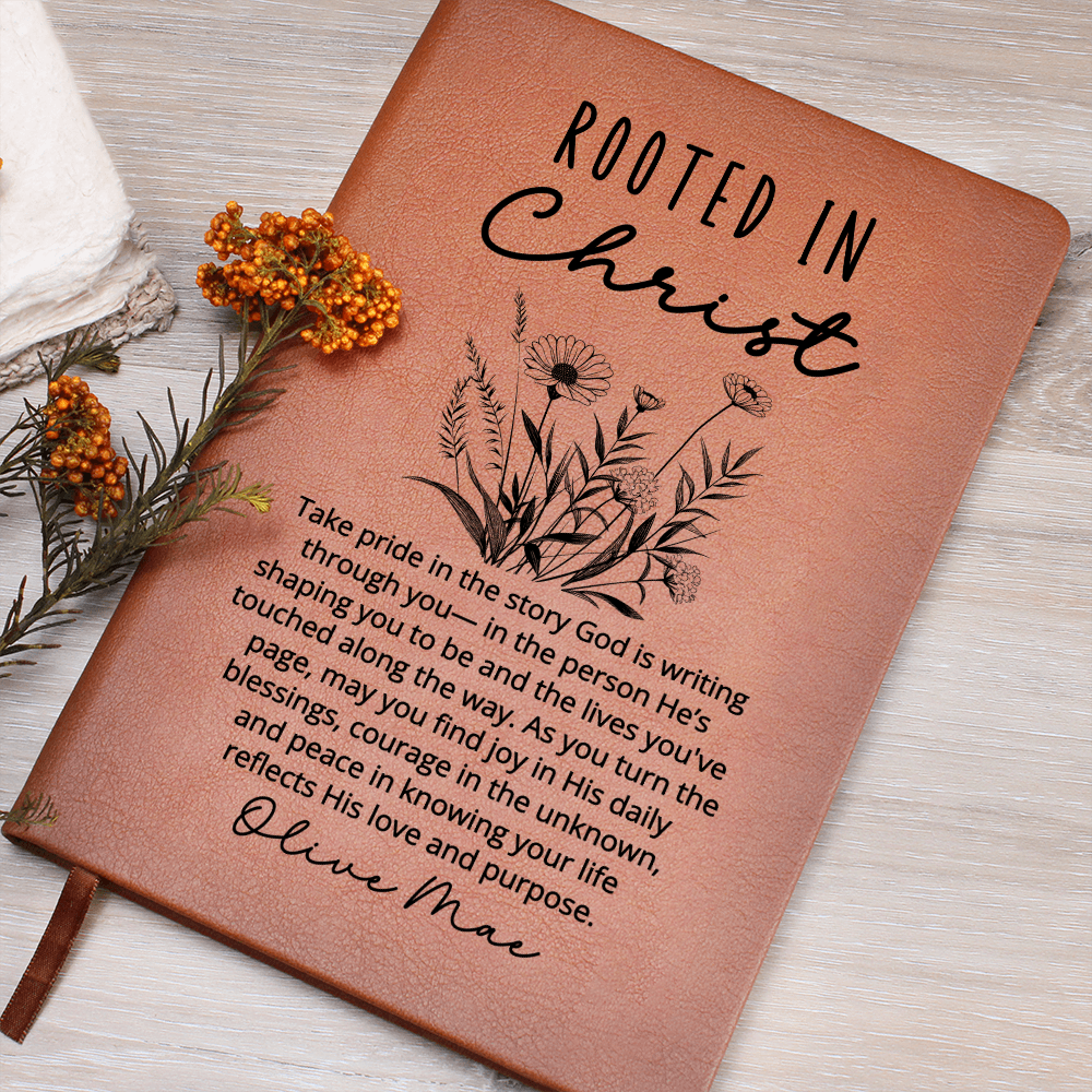 Rooted in Christ Journal – Personalized Christian Gift for Women, Faith Notebook, Daily Devotional Prayer Journal, Bible Study Gift