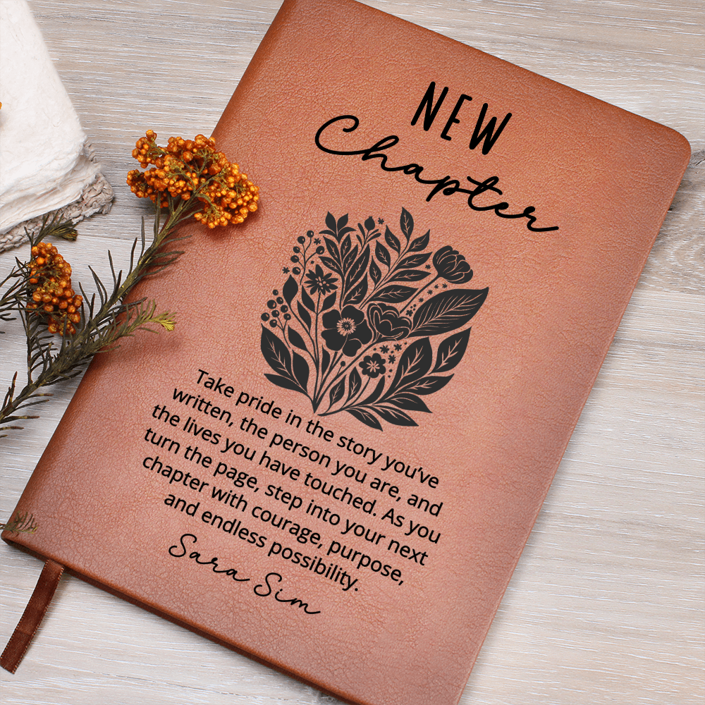 New Chapter Linocut Flower Journal | Milestone Gift for Her New Job, Promotion, Retirement, Divorce, Moving, Birthday, Christmas