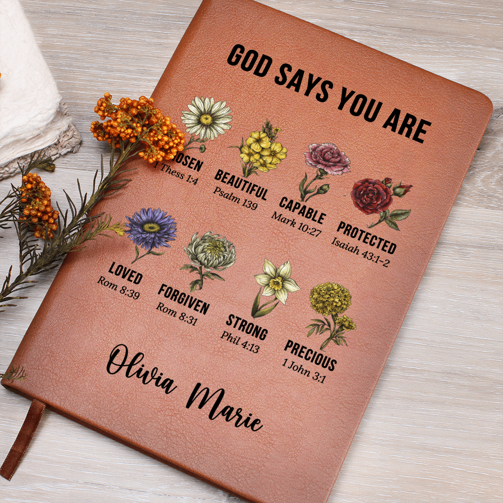 God Says You Are Personalized Prayer Journal For Women Custom Positive Affirmations Journal Christian Gift Religious Gift for Girls Journal