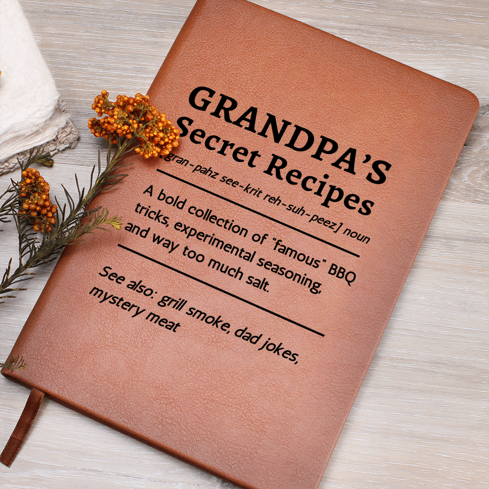 Personalized Grandpa BBQ Recipe Book | Custom Grill Master Journal, Gift for Grandpa from Kids or Grandkids