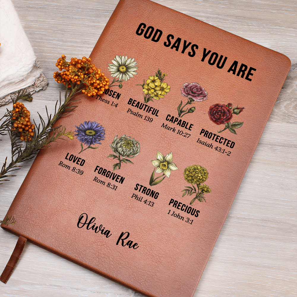 Personalized Prayer Journal For Women, Custom Positive Affirmations Journal Christian Gift Religious Gift for Girls Journal God Says You Are