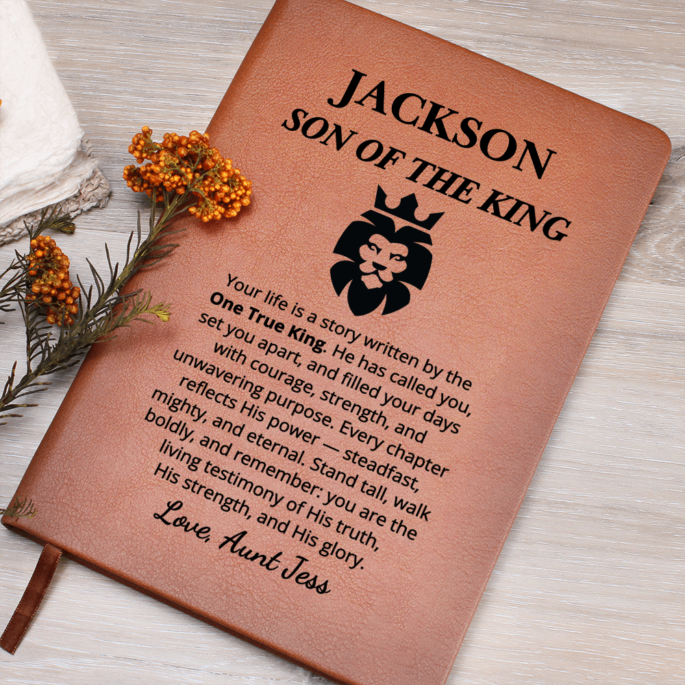 Personalized Son of the King Journal | Custom Name Christian Gift for Boys | Faith Notebook from Aunt Uncle Godparent Graduation Birthday